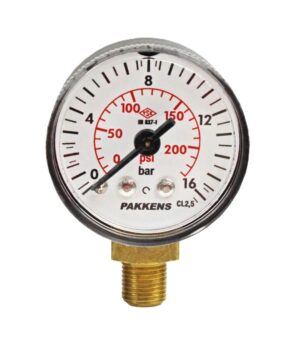 PAKKENS Bottom Connection Pressure Gauge Ø40 mm 0-16 Bar