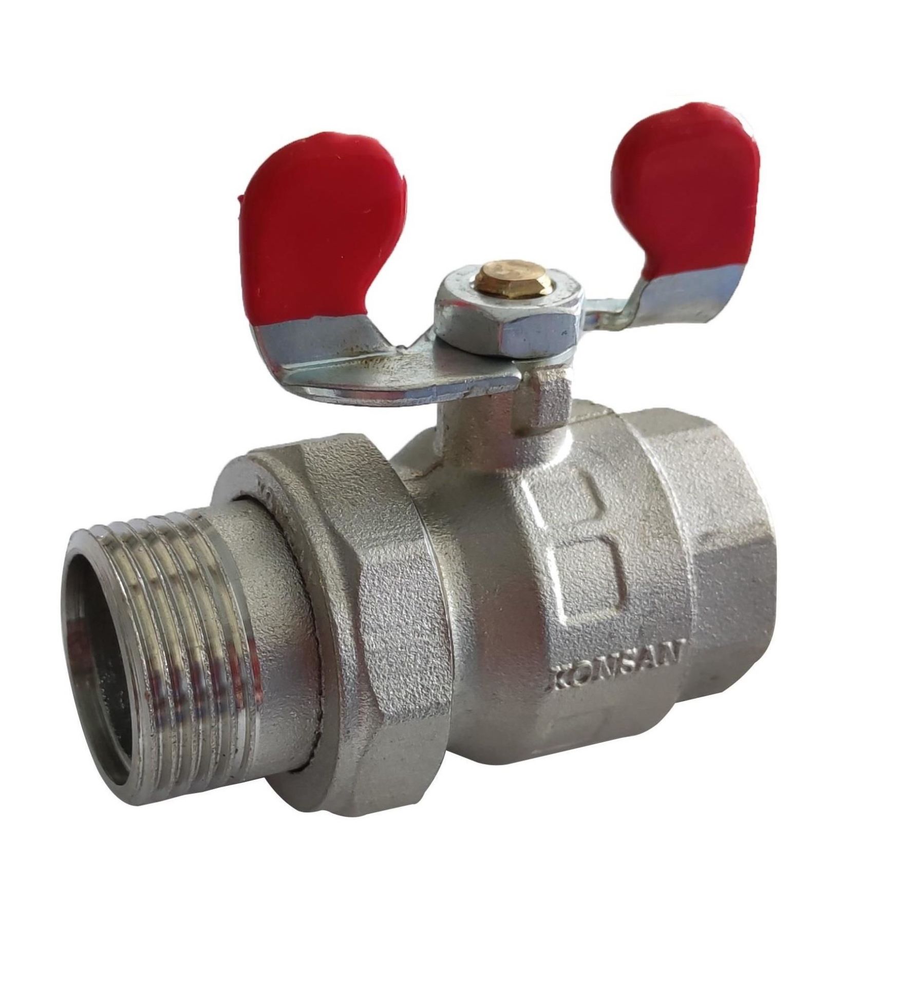 KONSAN Ball Valve with Fitting, Red, 1"