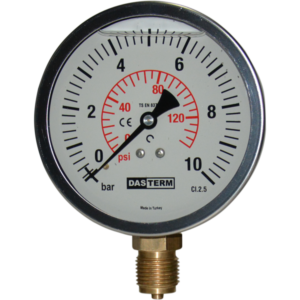 DASTERM Ø100 mm Glycerin-Filled Pressure Gauge 10 Bar