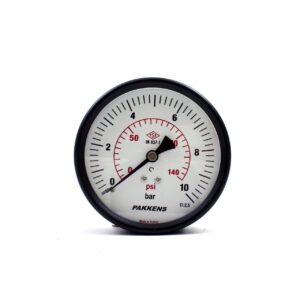PAKKENS Back Connection Pressure Gauge 100 mm 10 Bar 1/4"