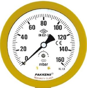 PAKKENS Back Connection Capsule Diaphragm Pressure Gauge Ø100 mm 25 mbar