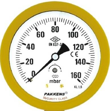 PAKKENS Back Connection Capsule Diaphragm Pressure Gauge Ø100 mm 160 mbar