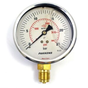 Pakkens Bottom Connection Glycerin Filled Pressure Gauge Ø100 mm 25 Bar 1/2"