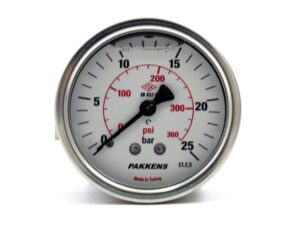PAKKENS Back Connection Glycerin-Filled Pressure Gauge Ø100 mm 25 Bar 1/2"