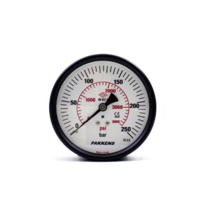 PAKKENS Back Connection Dry Type Pressure Gauge Ø100 mm 250 Bar 1/4"