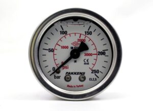 PAKKENS Back Connection Glycerin-Filled Pressure Gauge Ø100 mm 250 Bar 1/2"