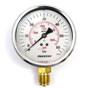 PAKKENS Bottom Connection Pressure Gauge Ø100 mm 60 Bar 1/2''