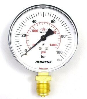 PAKKENS Bottom Connection Pressure Gauge Ø63 mm 100 Bar 1/4''