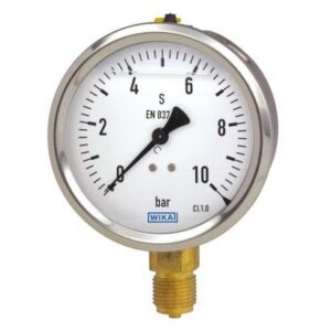 WIKA 213.53.063 Bottom Connection Glycerine Filled Pressure Gauge Ø63mm 1 Bar