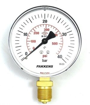 PAKKENS Bottom Connection Pressure Gauge Ø100 mm 40 Bar 1/2''