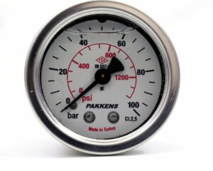 PAKKENS Glycerin-Filled Pressure Gauge Back Connection Ø100 mm 400 Bar 1/2''