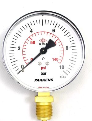 PAKKENS Bottom Connection Pressure Gauge Ø100 mm 0-10 Bar