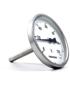 PAKKENS Back Connection Bi-Metal Thermometer Ø100mm 120°C 25 cm