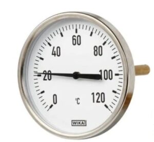 WIKA Back Connection Bi-Metal Thermometer Ø100mm 120°C 1/2'' 30cm KL 2,0