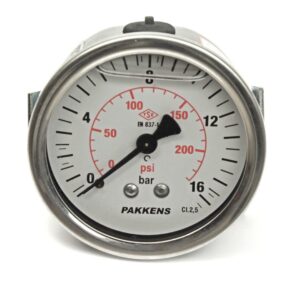 PAKKENS Back Connection Panel Type Glycerin Filled Pressure Gauge 100 mm