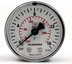 PAKKENS Back Connection Dry Type Pressure Gauge Ø40 mm 16 Bar 1/8''