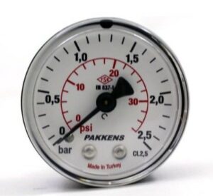 PAKKENS Back Connection Panel Type Dry Pressure Gauge Ø40 2.5 Bar