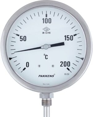 PAKKENS Bottom Connection Thermometer Ø100 mm 200°C CL 2.0