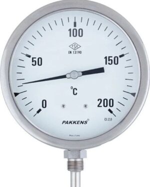 PAKKENS Bottom Connection Thermometer Ø100mm 200°C 1/2'' 25cm
