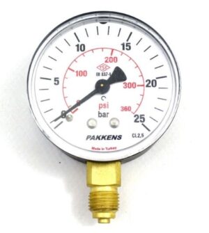 PAKKENS Bottom Connection Dry Type Pressure Gauge Ø63 mm 25 Bar 1/4''