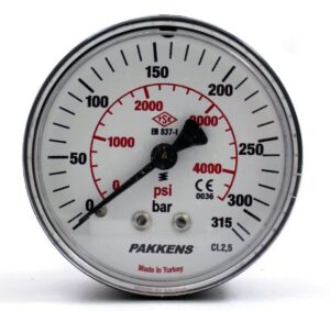 PAKKENS Back Connection Pressure Gauge Ø63 mm 315 Bar 1/4''