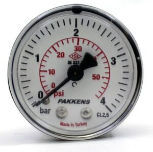 Pakkens Back Connection Dry Type Pressure Gauge Ø40 4 Bar 1/8''
