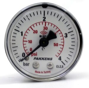 PAKKENS Back Connection Pressure Gauge Ø50 mm 4 Bar 1/4''