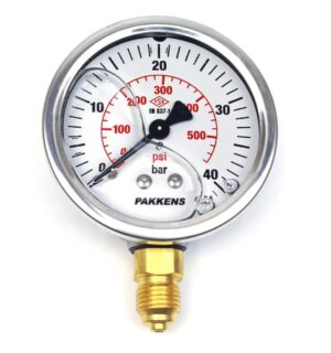 PAKKENS Bottom Connection Glycerin-Filled Pressure Gauge Ø63 mm 40 Bar