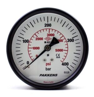 Pakkens Back Connection Pressure Gauge Ø63 mm 400 Bar 1/4''