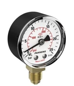 PAKKENS Bottom Connection Pressure Gauge Ø50 mm 25 Bar 1/4''