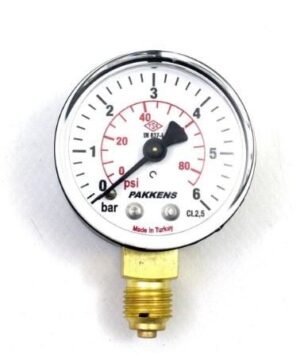 PAKKENS Bottom Connection Pressure Gauge Ø63 mm 6 Bar