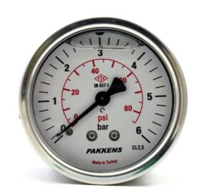 Pakkens Rear Connection Panel Type Glycerin Filled Pressure Gauge Ø63 mm 6 Bar 1/4''
