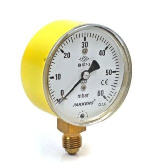 PAKKENS Bottom Connection Capsule Diaphragm Pressure Gauge Ø100 mm 60 mbar