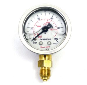 PAKKENS Glycerin-Filled Pressure Gauge with Bottom Connection Ø63 0-100 Bar