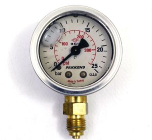 PAKKENS Bottom Connection Glycerin Filled Pressure Gauge Ø63 mm 0-25 Bar 1/4"