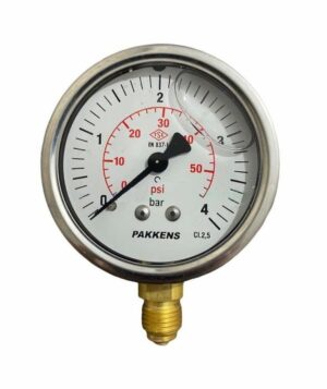 Pakkens Bottom Connection Glycerin Filled Pressure Gauge Ø63 mm 4 Bar 1/4"