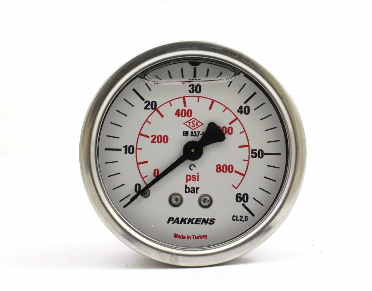 PAKKENS Back Connection Glycerin Filled Pressure Gauge Ø63 60 Bar