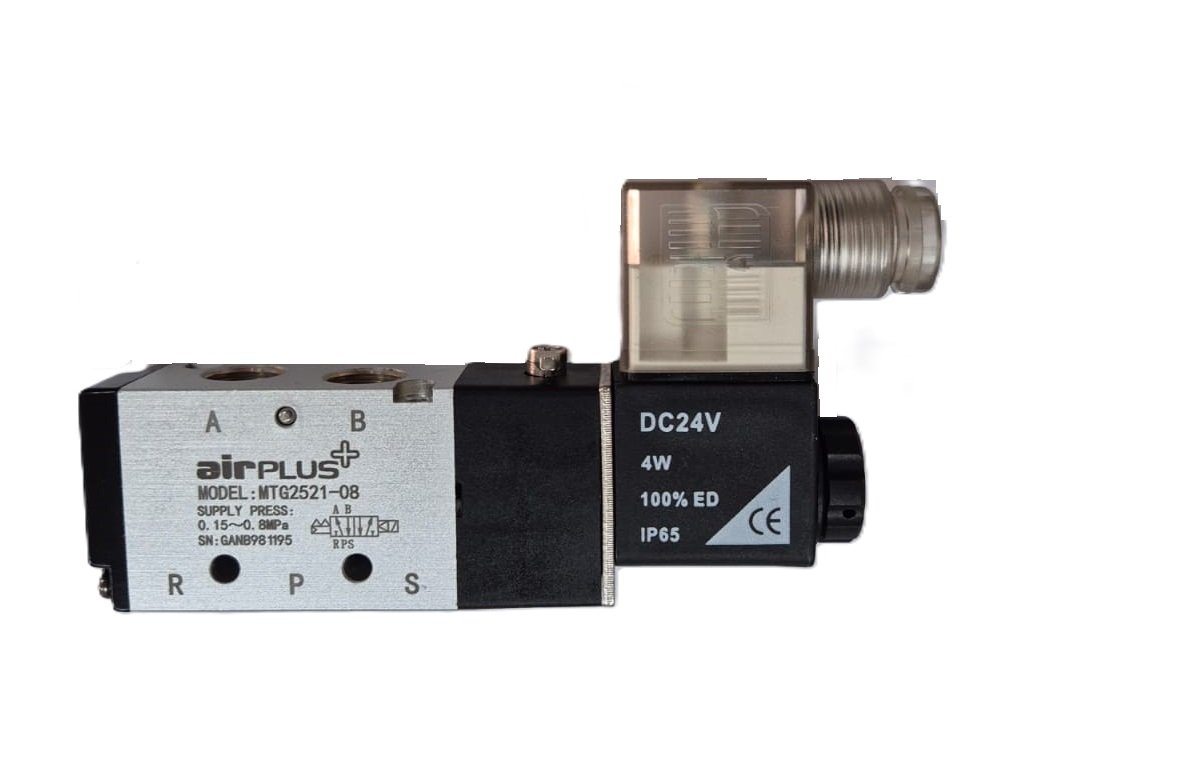 Air Plus+ Pneumatic Single Solenoid Valve 1/4'' 5/2 MTG 2521-08 24VDC