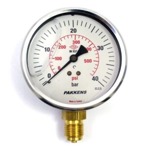 PAKKENS Glycerin-Filled Pressure Gauge Bottom Connection Ø50 40 Bar