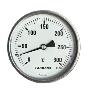 PAKKENS Back Connection Bi-Metal Thermometer Ø100mm 300°C