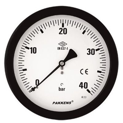 PAKKENS Back Connection Pressure Gauge Ø100 mm 400 Bar 1/4''