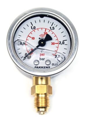 PAKKENS Bottom Connection Glycerin Filled Pressure Gauge Ø50 mm 2.5 Bar