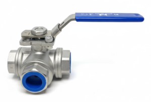 DMS 3-Way Ball Valve PN63 3/4'' Stainless Steel L-Port with Seat