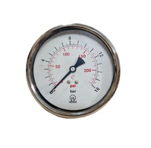 HERDE Glycerin-Filled Pressure Gauge Ø100 mm 16 Bar Rear Connection