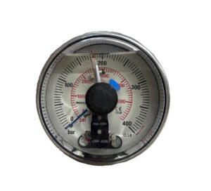 Pakkens Panel Type Contact Glycerine Filled Pressure Gauge 400 Bar