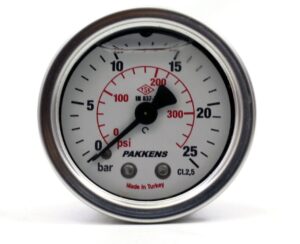 PAKKENS Back Connection Glycerin Filled Pressure Gauge Ø63 25 Bar