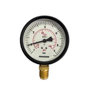 PAKKENS Bottom Connection Pressure Vacuum Gauge Ø100 mm -1/+9 Bar 1/2"