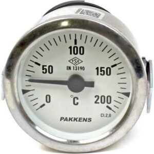 PAKKENS Gas-Filled Contact Thermometer Ø60mm 200°C 1 Mt CL 2.0