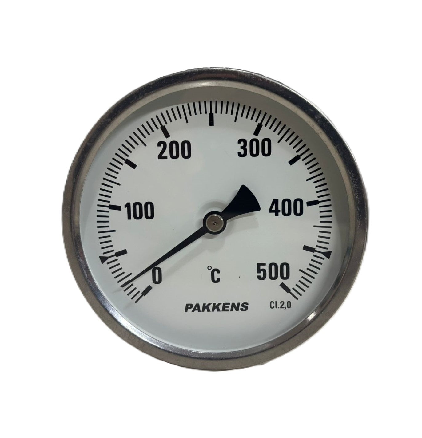 PAKKENS Back-Connected Bimetal Thermometer (Ø100mm 500°C 40cm)