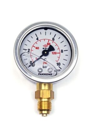 Pakkens Bottom Connection Glycerin Filled Pressure Gauge Ø63 10 Bar